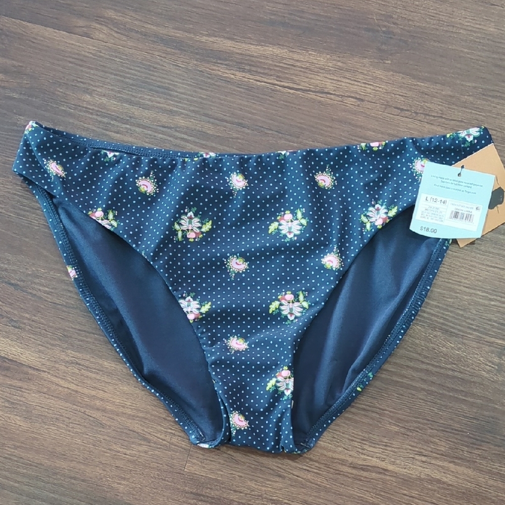 (NEW) SHADE & SHORE  Floral and Polka Dot Bikini Bottom Size L(